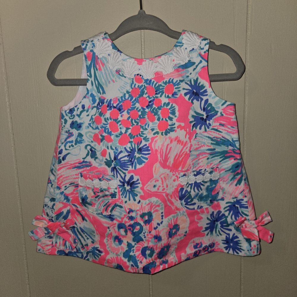 Baby Lilly Pulitzer Shift Pink, Blue & White Floral Dress Summer And Chic